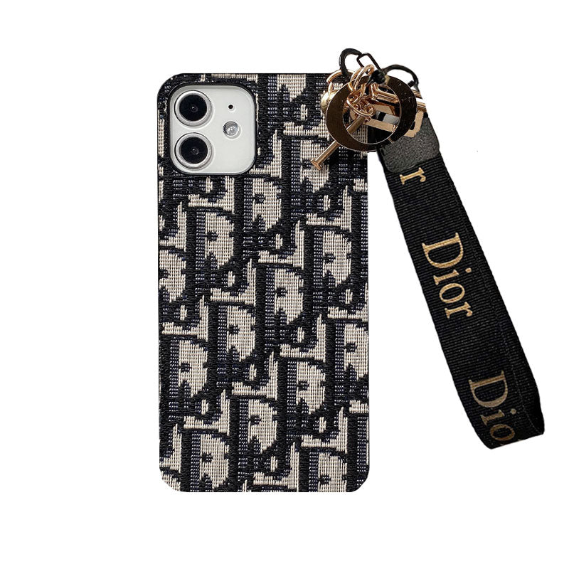 CD iPhone case with strap, black