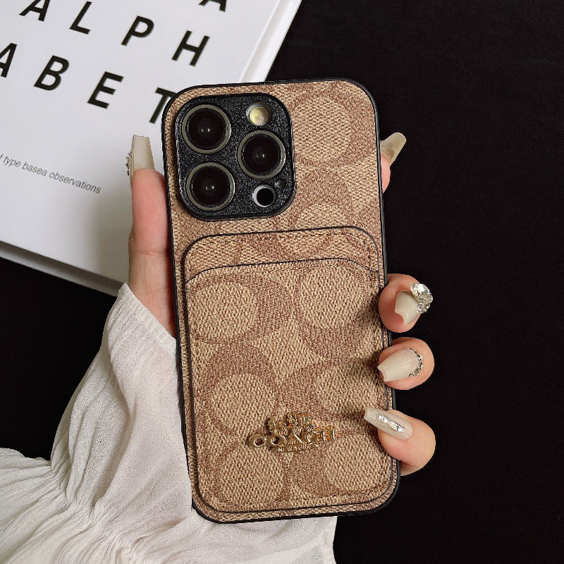 New Classic Trendy Brand Card Slot Old Flower Phone Case