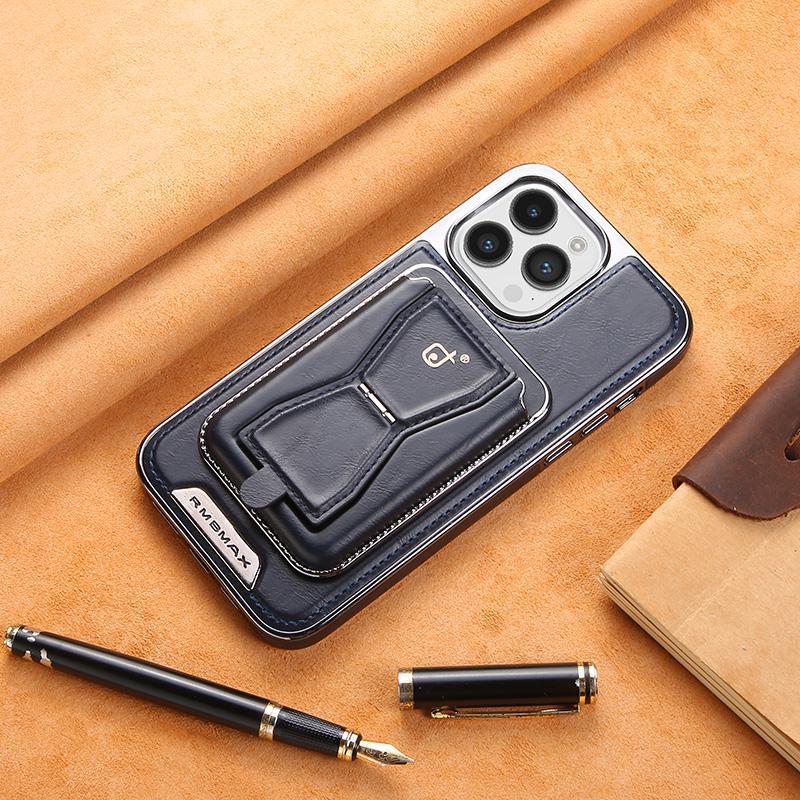 Business Multi-Purpose Premium Leather Magnetic Card Case Holder Phone Case for iPhone16 15 14 13 12