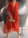 Stylish and elegant V-neck maxi dress 