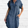 Casual denim short sleeve dress