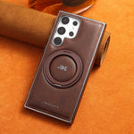 Magnetic Leather Case with 360° Rotating Bracket for Galaxy S22 Ultra and S23/S24 Series 