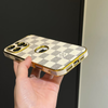 Electroplated LV iPhone Case Logo Opening for 12 13 14 15 16 Pro Max 