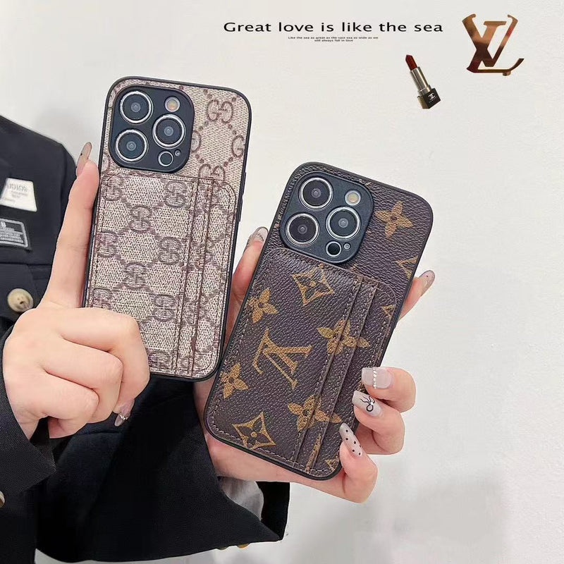 Luxury Case iPhone Series Monogram Leather Dual Card Holder