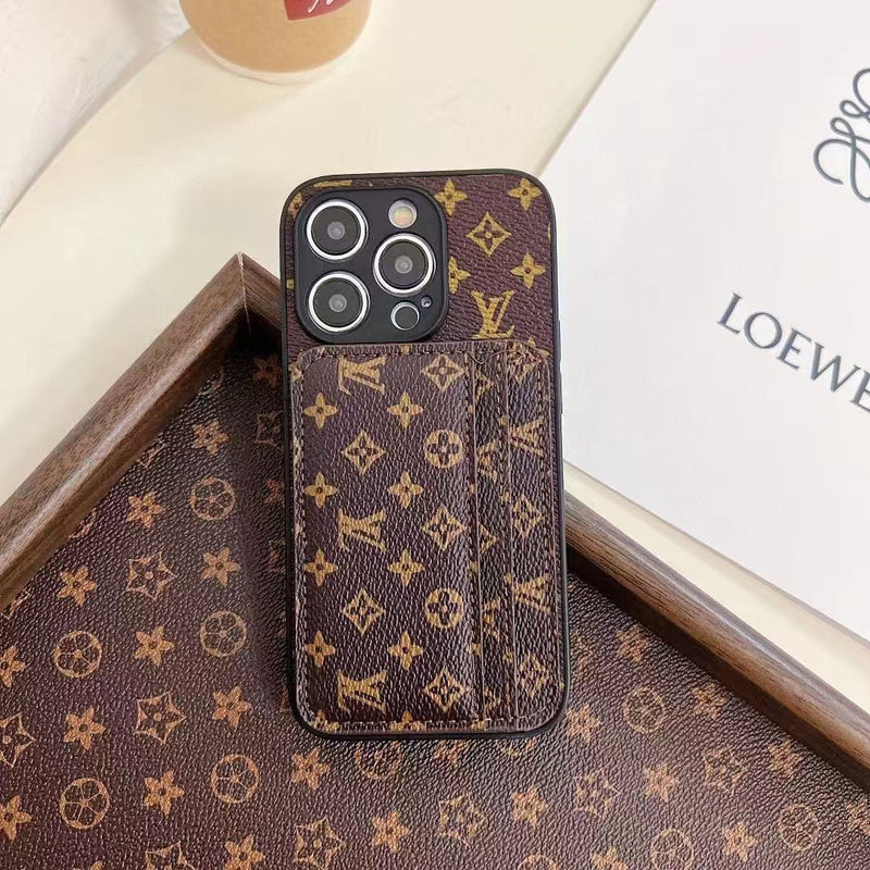 Luxury Case iPhone Series Monogram Leather Dual Card Holder