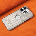 Crocodile Print Leather Invisible Kickstand Magnetic Case for iPhone Wireless Charging Magsafe 16 Compatible 