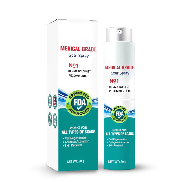 An advanced scar spray for all types of scars including acne scars, surgical scars, stretch marks, etc. 