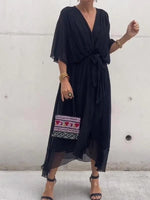 Stylish and elegant V-neck maxi dress 