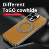 Genuine Togo Cowhide Leather Magsafe Case iPhone 16 15 14 Pro Max Ring Bracket Cover