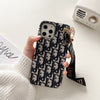 CD iPhone case with strap, black