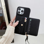 Luxury Mirror Card Wallet Leather Case for iPhone 16, 15, 14, 13, 12 